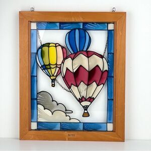 Vintage Hot Air Balloon Stained Glass Look by Open Windows Salida Colorado